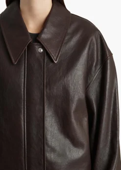 Khaite Leather|Outerwear & Coats-Shelman Jacket in Dark Brown Leather