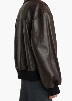 Khaite Leather|Outerwear & Coats-Shelman Jacket in Dark Brown Leather
