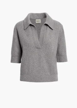 Khaite Knitwear-Shrunken Jo Sweater in Warm Grey
