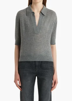 Khaite Knitwear-Shrunken Jo Sweater in Warm Grey