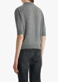 Khaite Knitwear-Shrunken Jo Sweater in Warm Grey