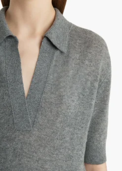 Khaite Knitwear-Shrunken Jo Sweater in Warm Grey