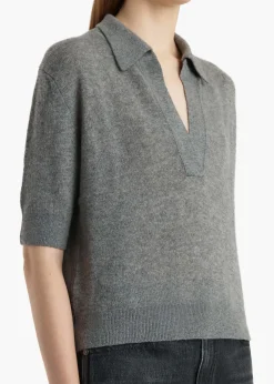 Khaite Knitwear-Shrunken Jo Sweater in Warm Grey