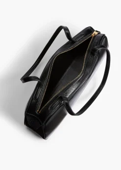 Khaite Shoulder Bags-Simona Shoulder Bag in Black Crackle Patent Leather