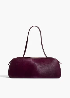 Khaite Shoulder Bags-Simona Shoulder Bag in Eggplant Haircalf