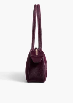 Khaite Shoulder Bags-Simona Shoulder Bag in Eggplant Haircalf