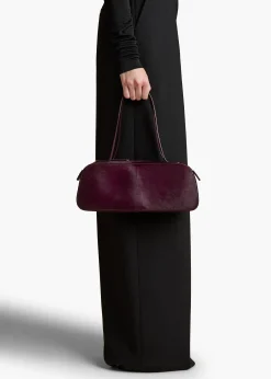 Khaite Shoulder Bags-Simona Shoulder Bag in Eggplant Haircalf