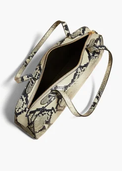 Khaite Shoulder Bags-Simona Shoulder Bag in Natural Python-Embossed Leather