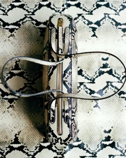 Khaite Shoulder Bags-Simona Shoulder Bag in Natural Python-Embossed Leather