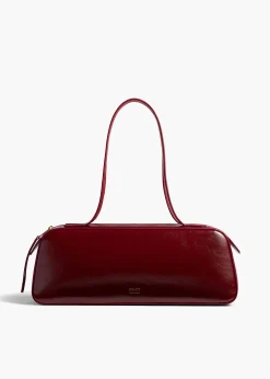 Khaite Shoulder Bags-Simona Shoulder Bag in Oxblood Crackle Patent Leather