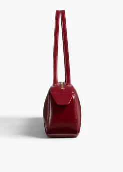 Khaite Shoulder Bags-Simona Shoulder Bag in Oxblood Crackle Patent Leather