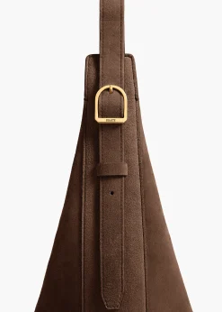 Khaite Crossbody Bags-Small Augustina Crossbody Bag in Cedar Suede