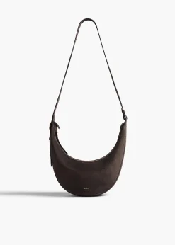 Khaite Crossbody Bags-Small Augustina Crossbody Bag in Dark Brown Suede