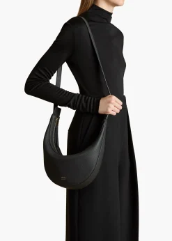 Khaite Crossbody Bags-Small Augustina Crossbody Bag in Black Pebbled Leather