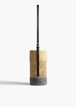 Khaite Totes-Small Billie Bucket Bag in Natural and Lead Raffia