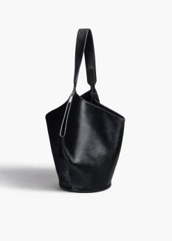 Khaite Totes-Small Lotus Tote in Black Haircalf