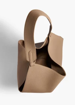 Khaite Totes-Small Lotus Tote in Mokka Pebbled Leather