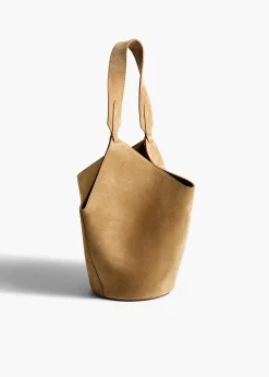 Khaite Totes-Small Lotus Tote in Mud Suede