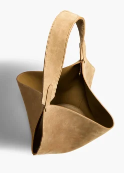 Khaite Totes-Small Lotus Tote in Mud Suede
