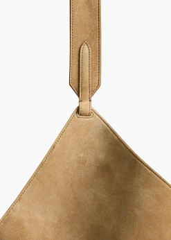 Khaite Totes-Small Lotus Tote in Mud Suede