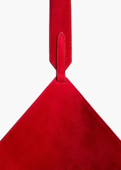 Khaite Totes-Small Lotus Tote in Ruby Suede