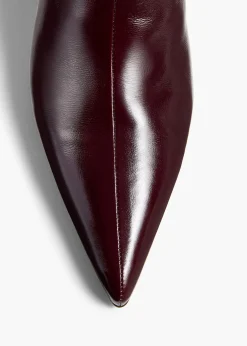 Khaite Boots-Sybil Ankle Boot in Bordeaux Glazed Leather