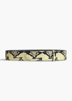 Khaite Belts-Theo Waist Belt in Natural Python-Embossed Leather