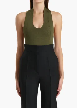 Khaite Shirts & Tops-Toto Bodysuit in Olive