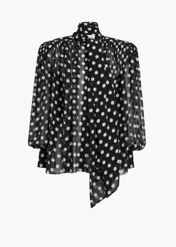 Khaite Shirts & Tops-Vali Top in Black with White Dots