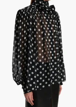 Khaite Shirts & Tops-Vali Top in Black with White Dots
