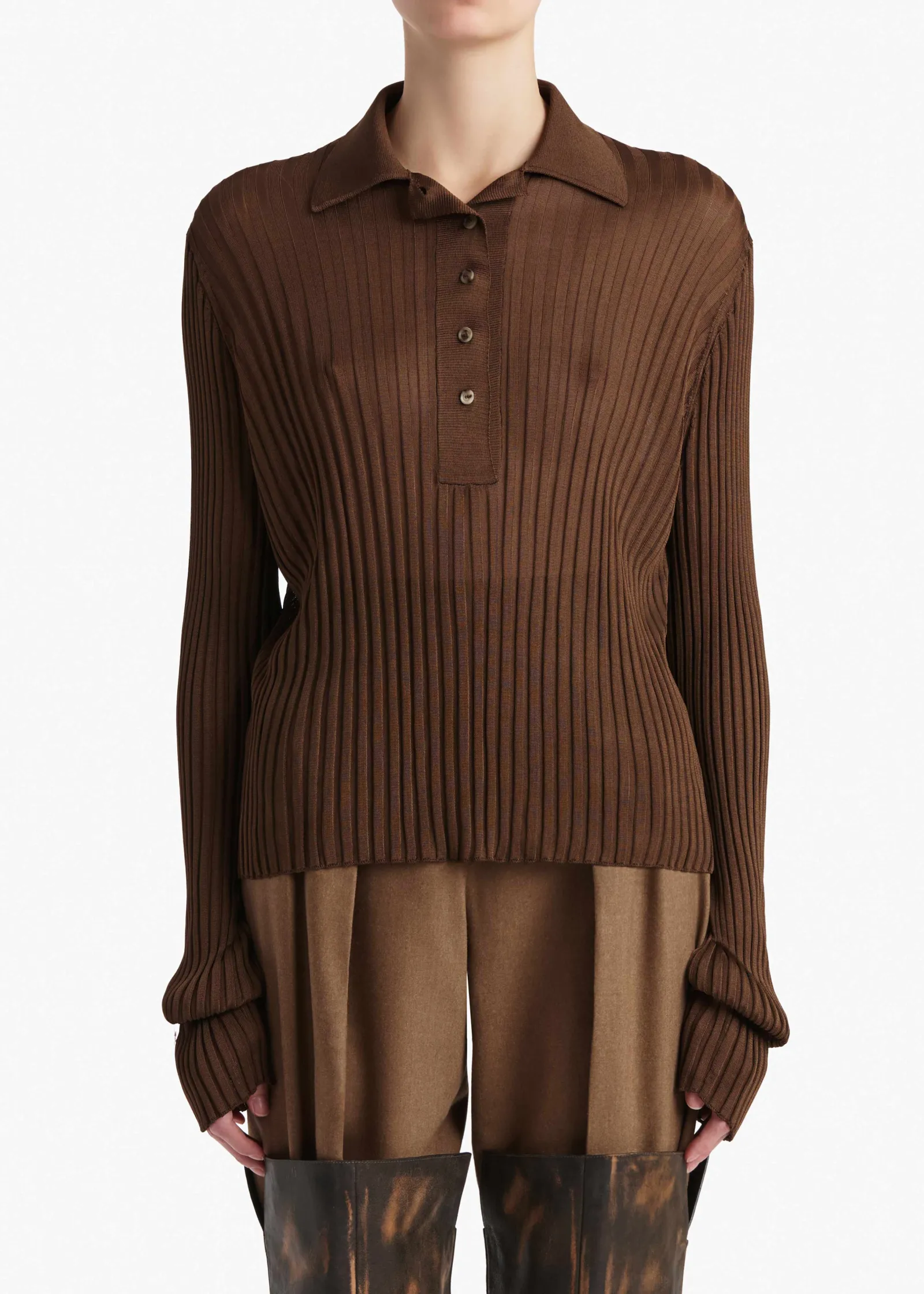 Khaite Shirts & Tops-Vin Top in Bark