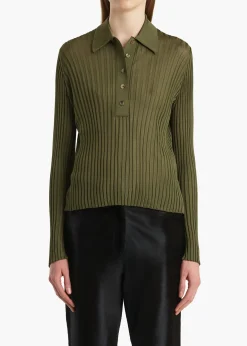 Khaite Shirts & Tops-Vin Top in Olive