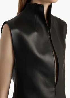 Khaite Leather|Shirts & Tops-Von Top in Black Leather
