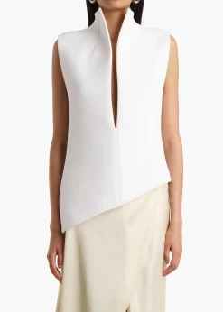 Khaite Leather|Shirts & Tops-Von Top in Chalk