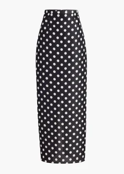 Khaite Leather|Skirts & Shorts-Winton Skirt in Black with White Dots