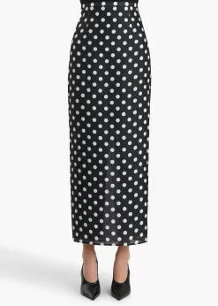 Khaite Leather|Skirts & Shorts-Winton Skirt in Black with White Dots