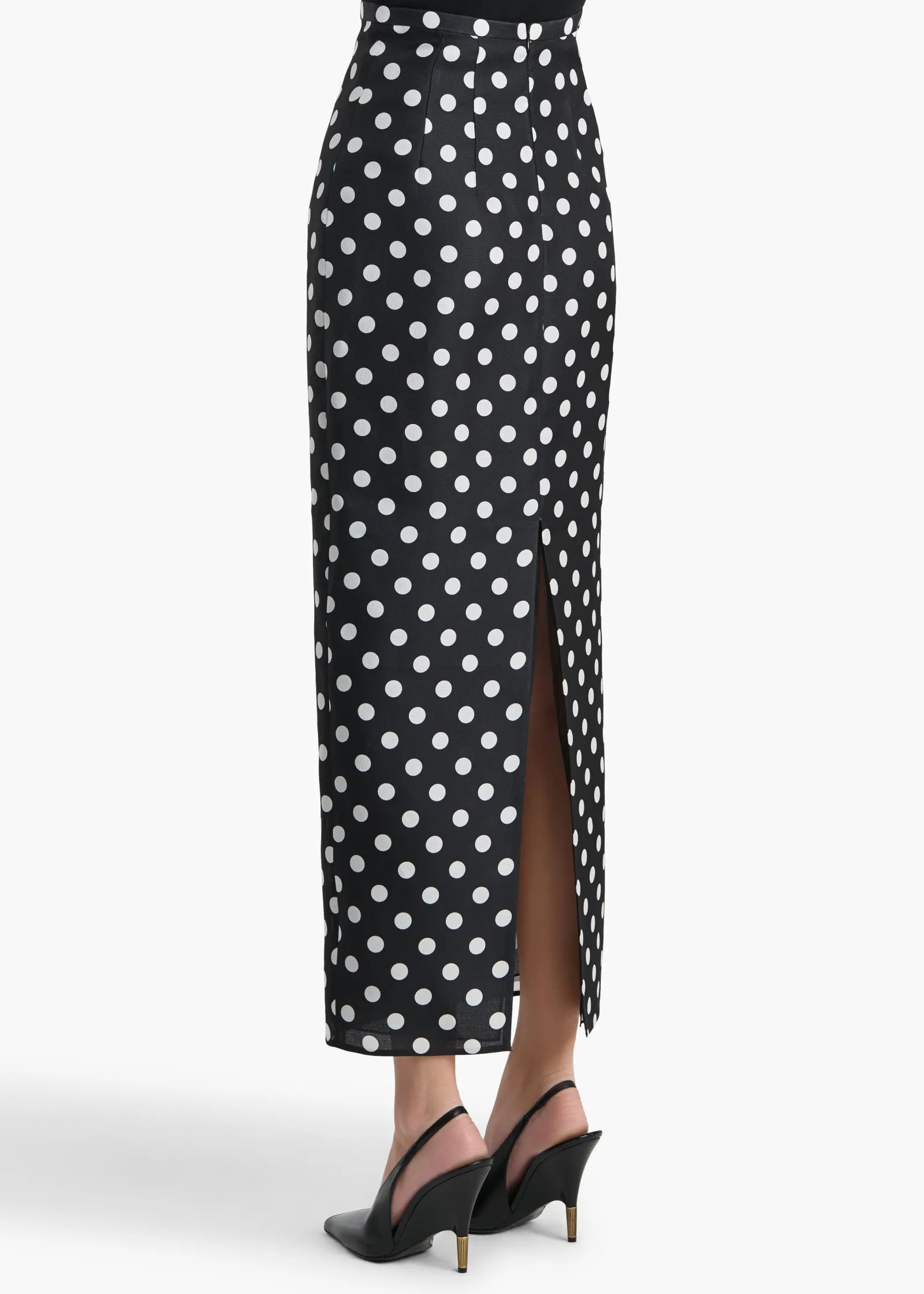 Khaite Leather|Skirts & Shorts-Winton Skirt in Black with White Dots