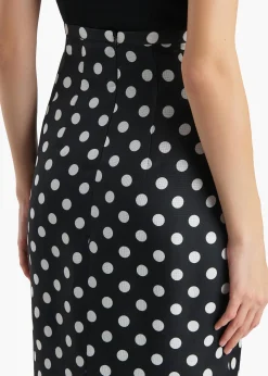 Khaite Leather|Skirts & Shorts-Winton Skirt in Black with White Dots