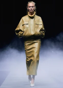 Khaite Skirts & Shorts|Leather-Winton Skirt in Golden Ochre